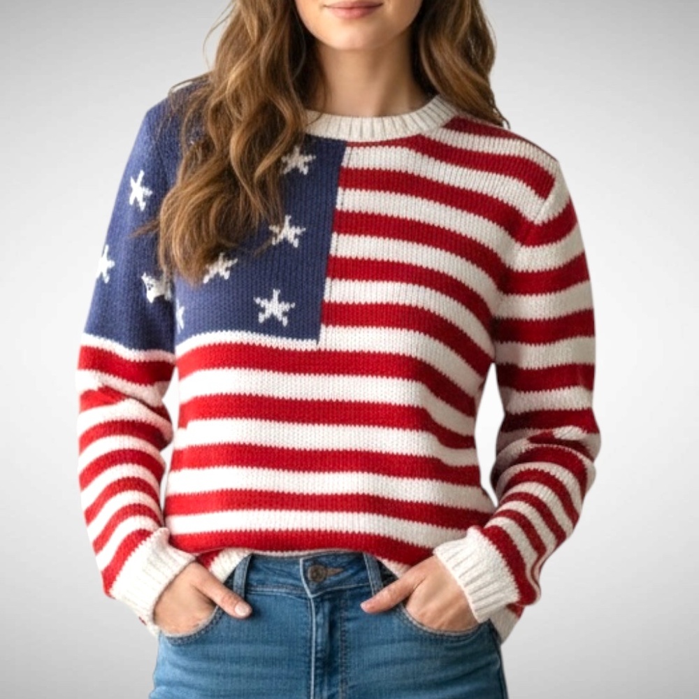 ♥️🤍💙 American Flag Sweater Size  Medium Grayson Threads